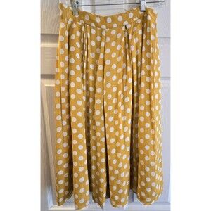 Tulip B Women Mustard Polka Skirt Lined Whimsy Fairycore Sz Large Zip Waist Midi